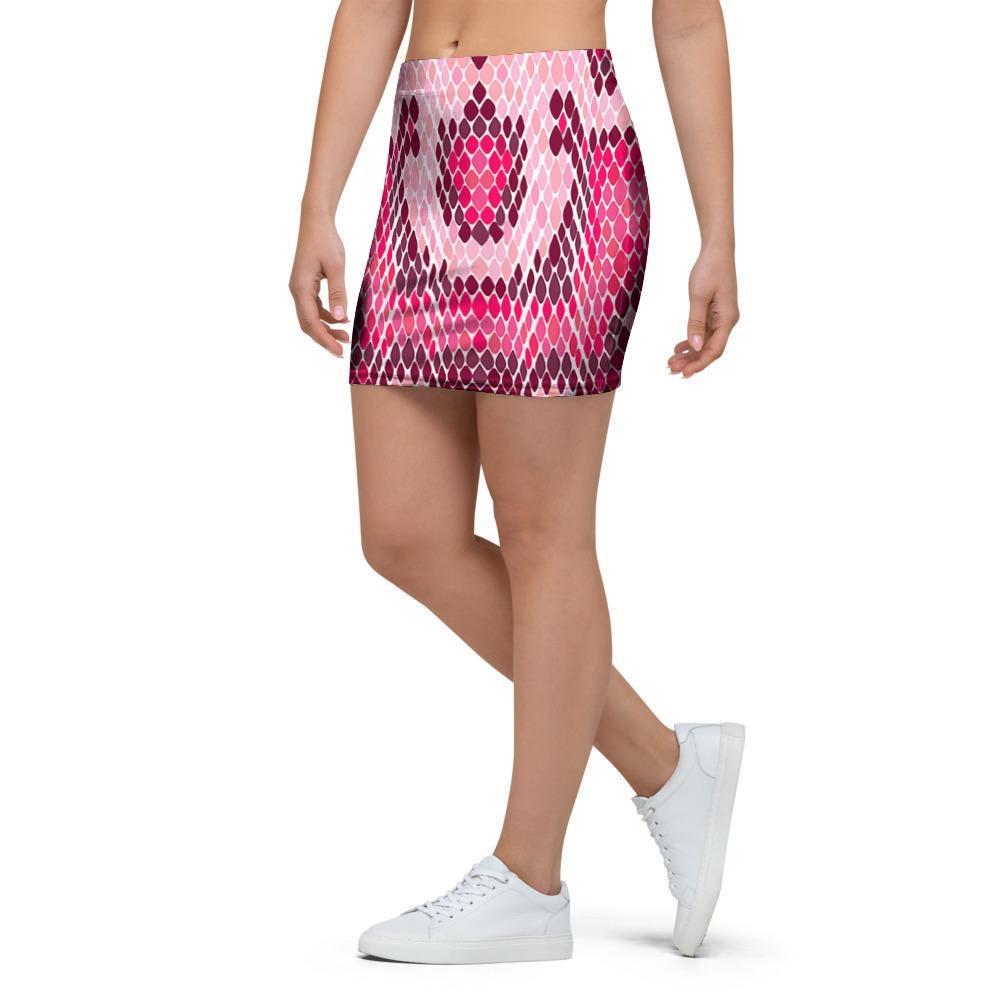 Pink Snakeskin Print Mini Skirt-grizzshop