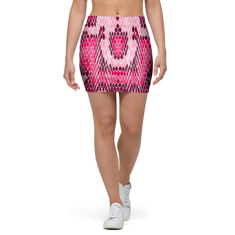 Pink Snakeskin Print Mini Skirt-grizzshop