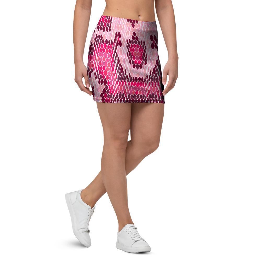 Pink Snakeskin Print Mini Skirt-grizzshop