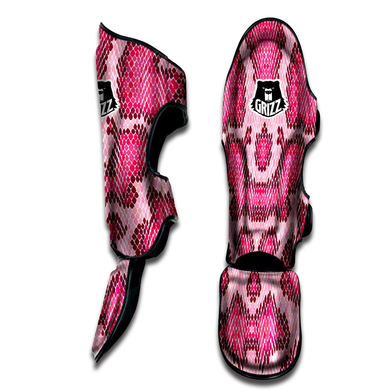 Pink Snakeskin Print Muay Thai Shin Guard-grizzshop