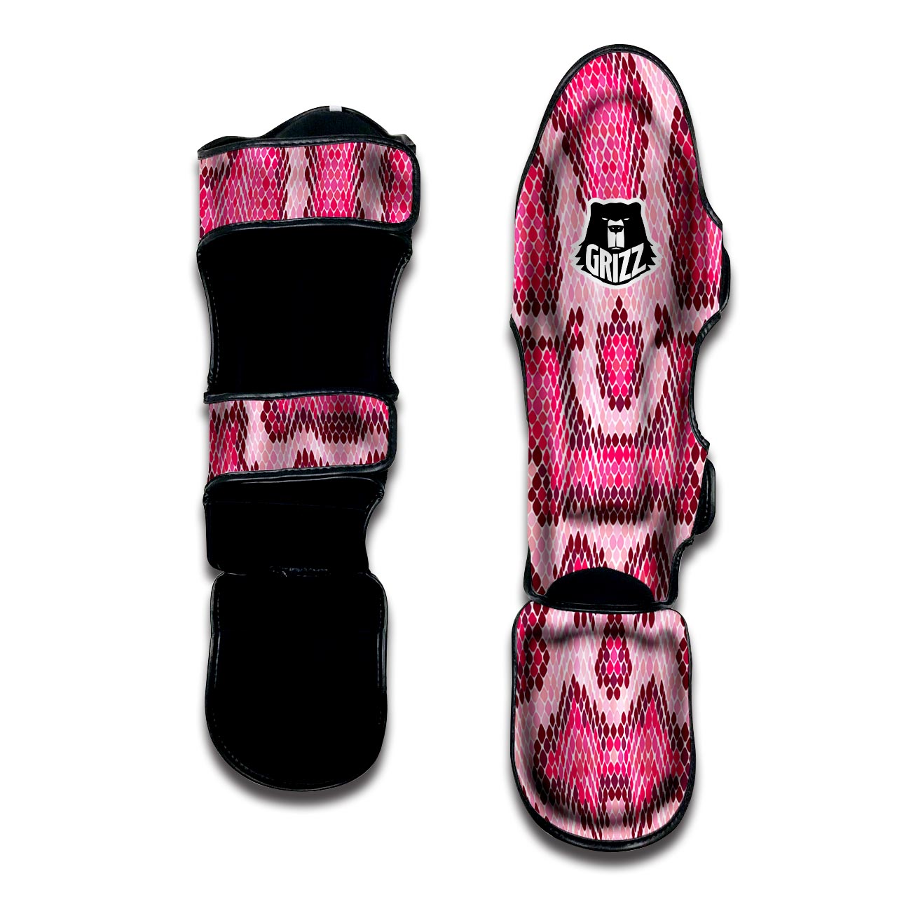 Pink Snakeskin Print Muay Thai Shin Guard-grizzshop