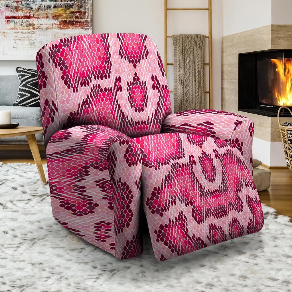 Pink Snakeskin Print Recliner Cover-grizzshop