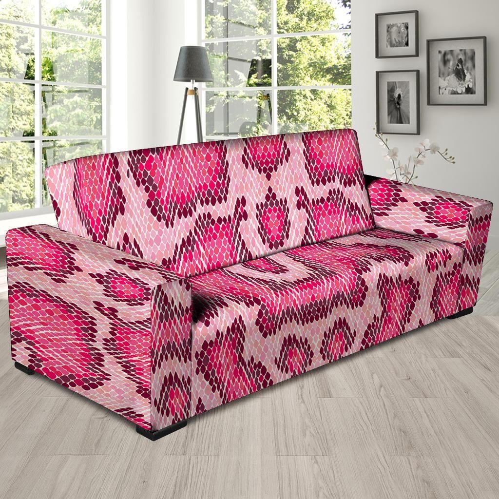 Pink Snakeskin Print Sofa Cover-grizzshop