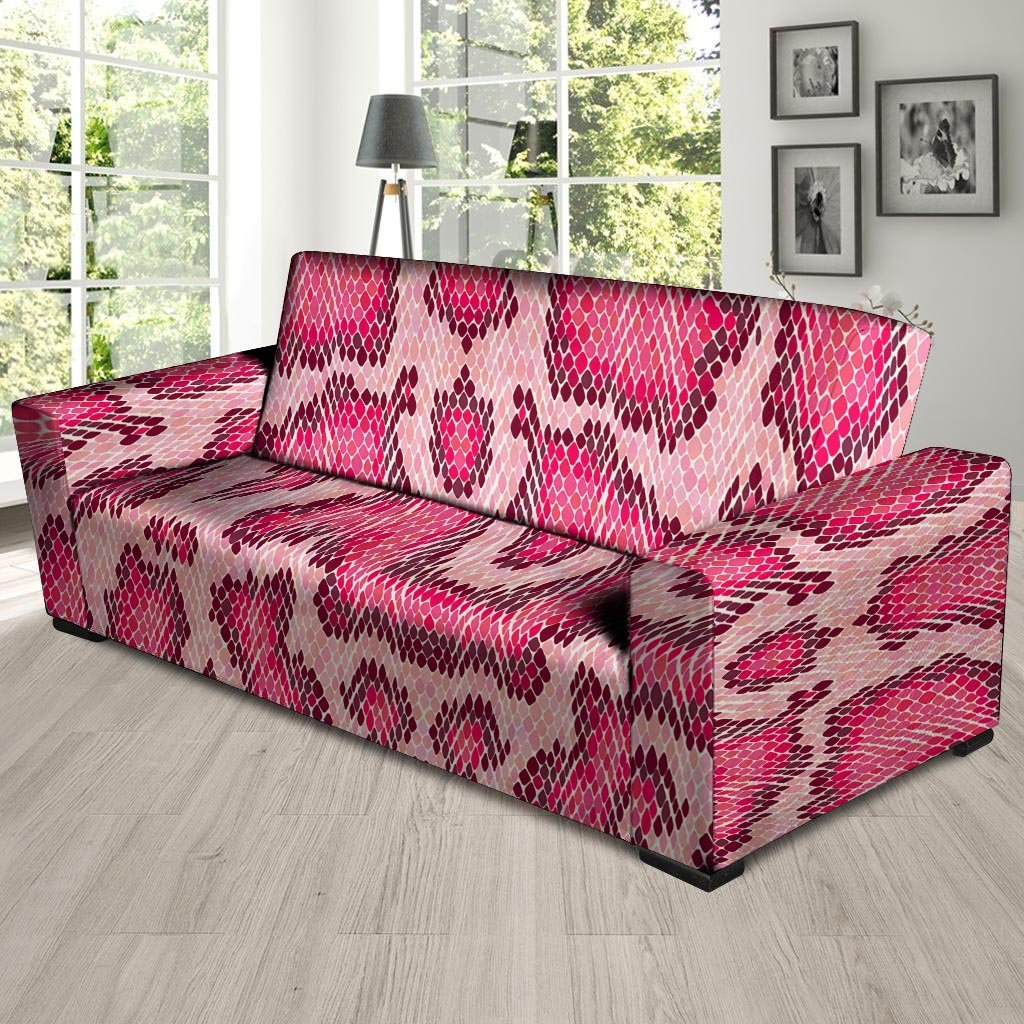 Pink Snakeskin Print Sofa Cover-grizzshop