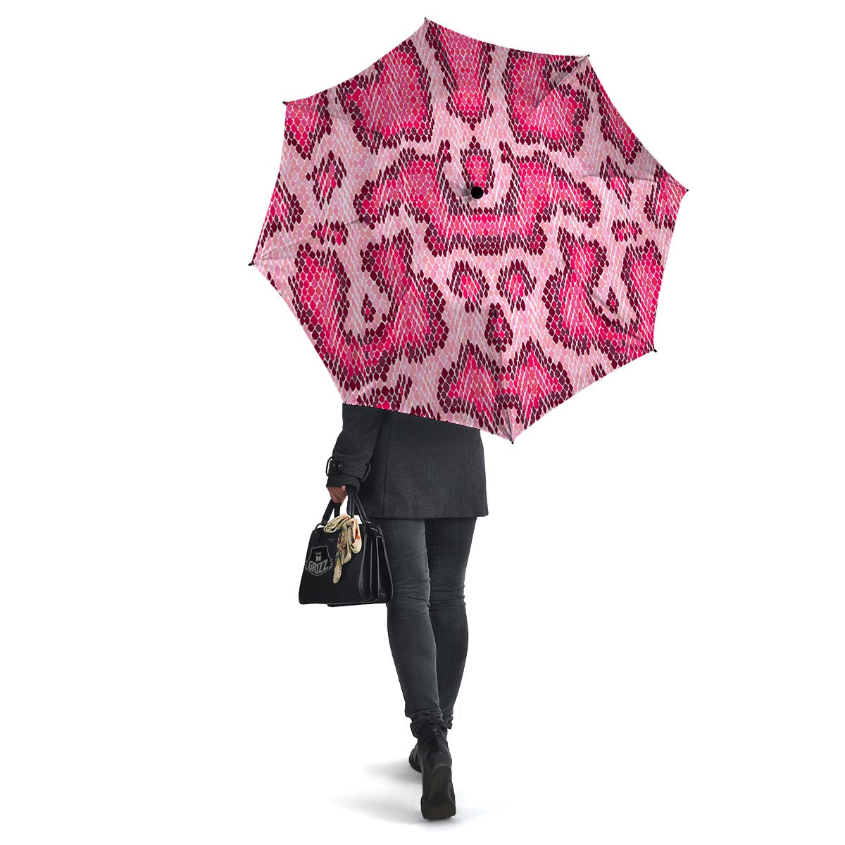 Pink Snakeskin Print Umbrella-grizzshop