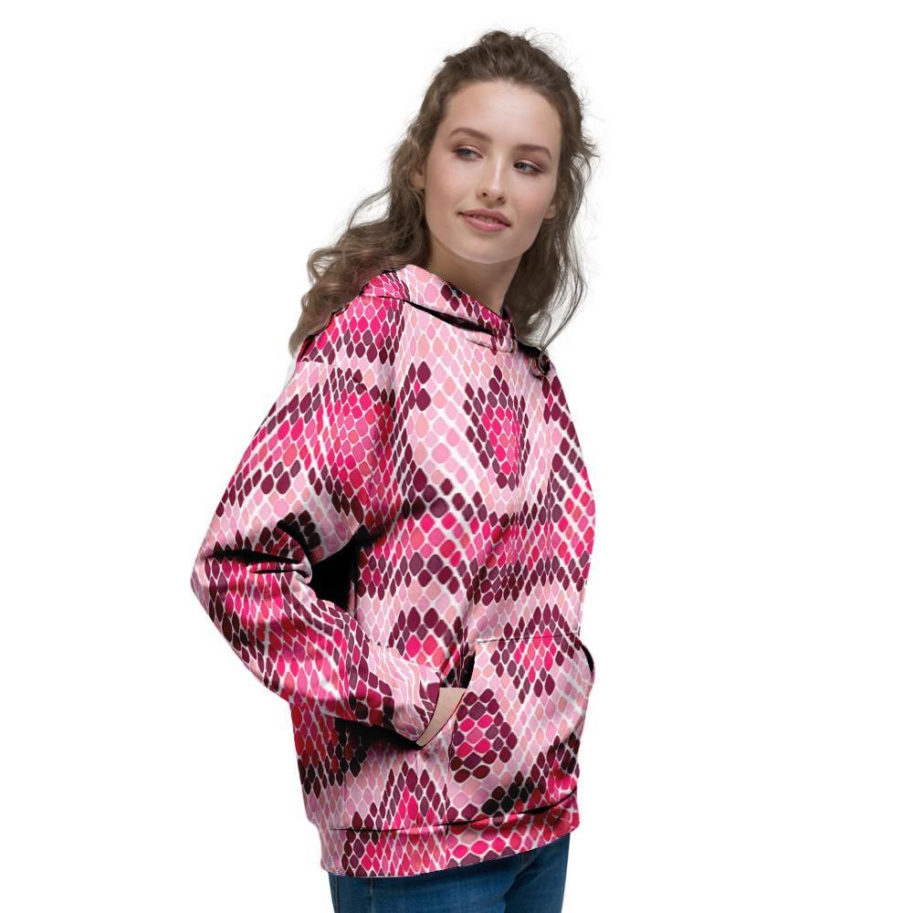 Pink Snakeskin Print Women's Hoodie-grizzshop