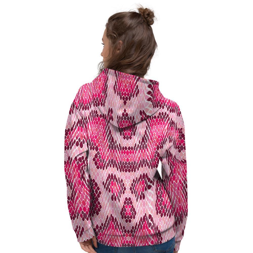 Pink Snakeskin Print Women's Hoodie-grizzshop