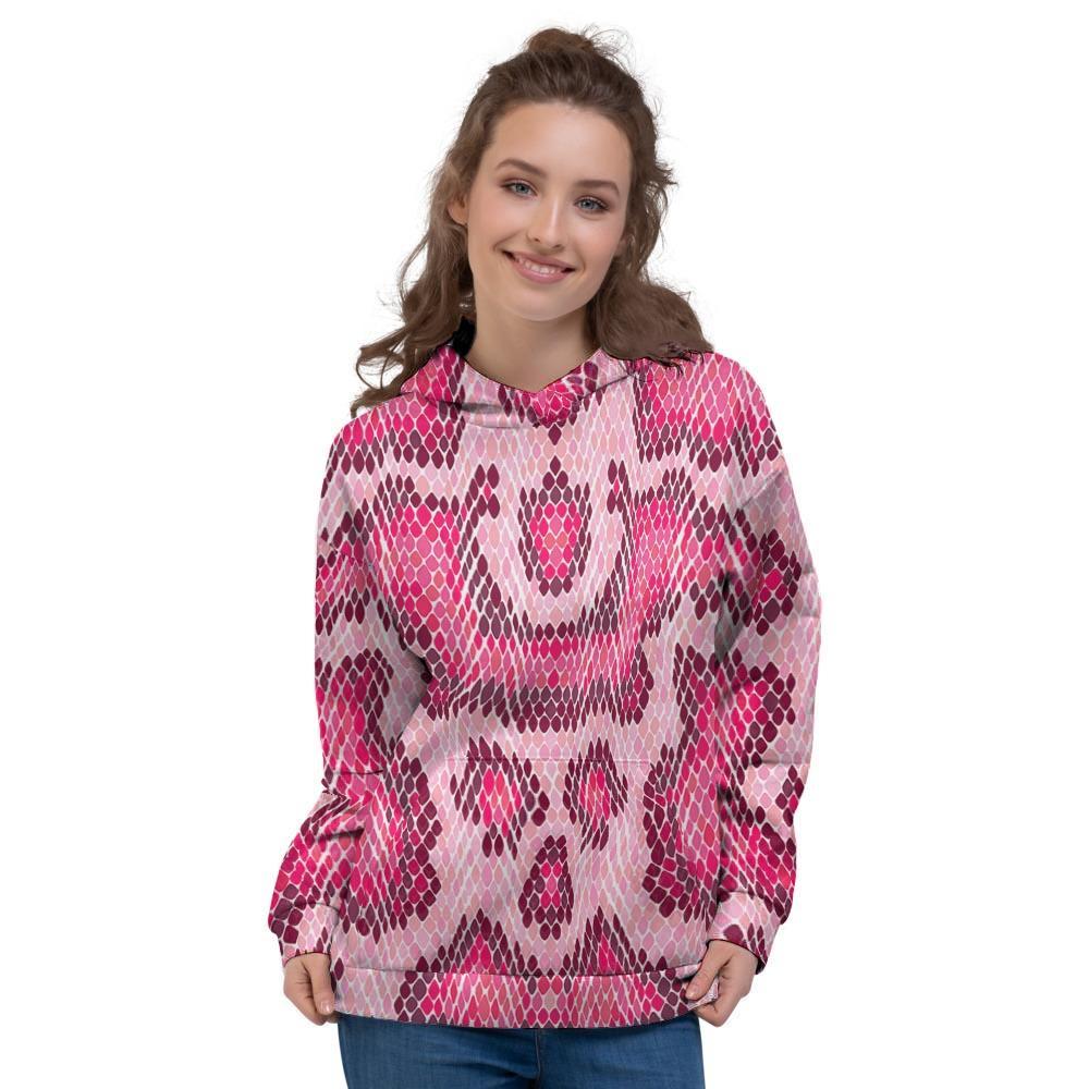 Pink Snakeskin Print Women's Hoodie-grizzshop