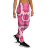 Pink Snakeskin Print Women's Joggers-grizzshop