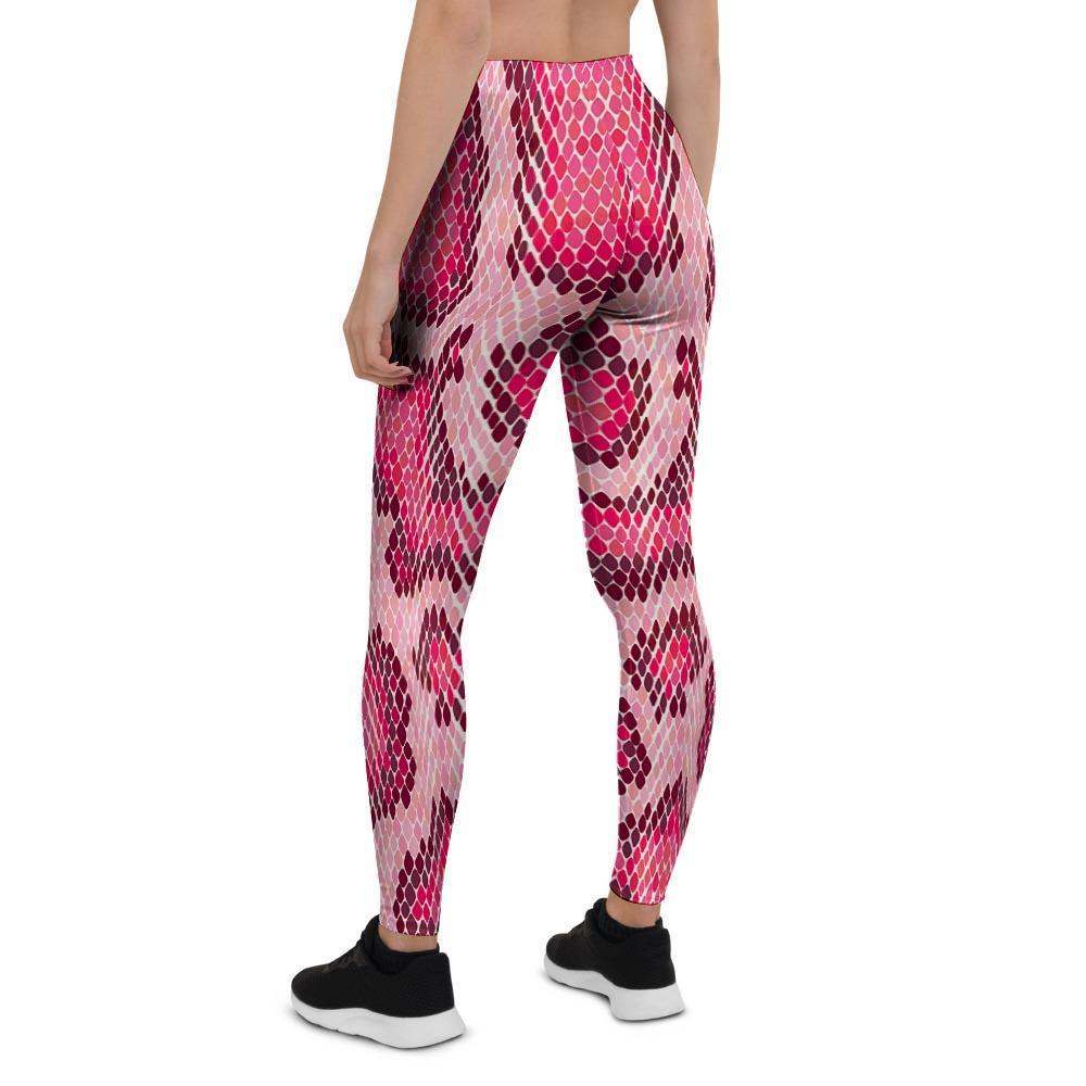 Pink Snakeskin Print Women's Leggings-grizzshop