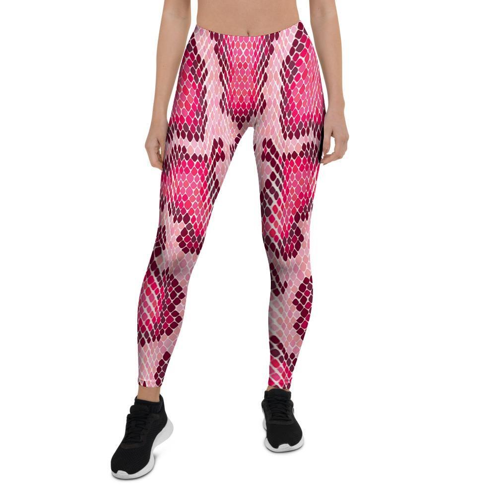 Pink Snakeskin Print Women's Leggings-grizzshop