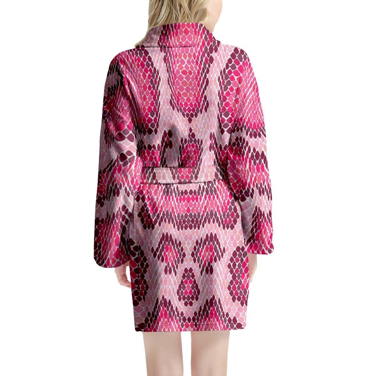 Pink Snakeskin Print Women's Robe-grizzshop