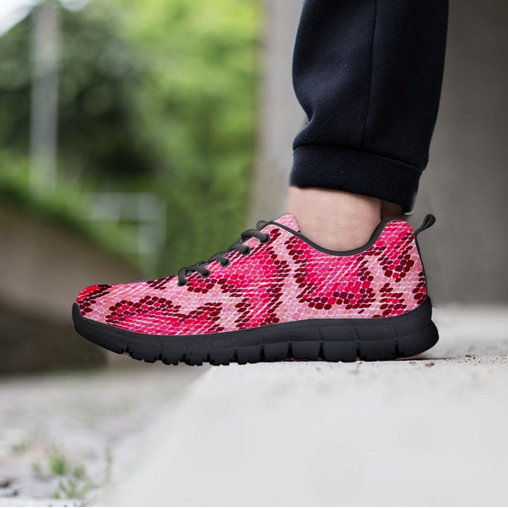 Pink Snakeskin Print Women's Sneakers-grizzshop