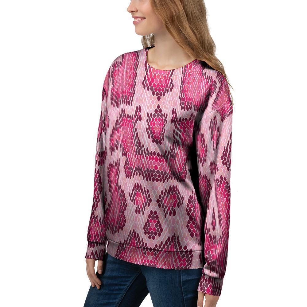 Pink Snakeskin Print Women's Sweatshirt-grizzshop