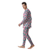 Pink Striped Ice Creams Print Pattern Men's Pajamas-grizzshop