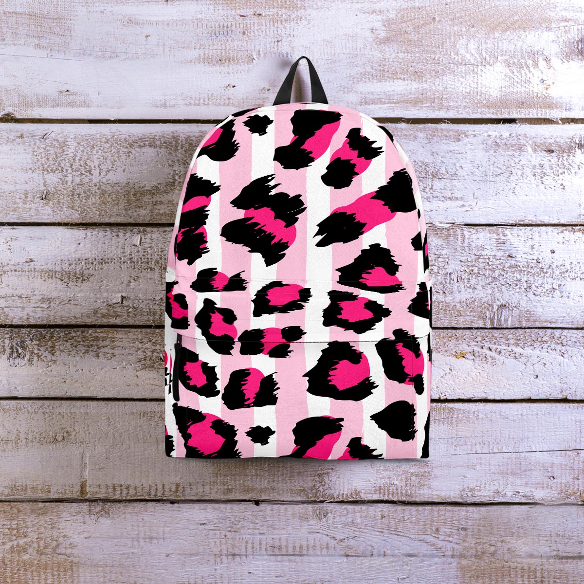 Pink Striped Leopard Backpack-grizzshop