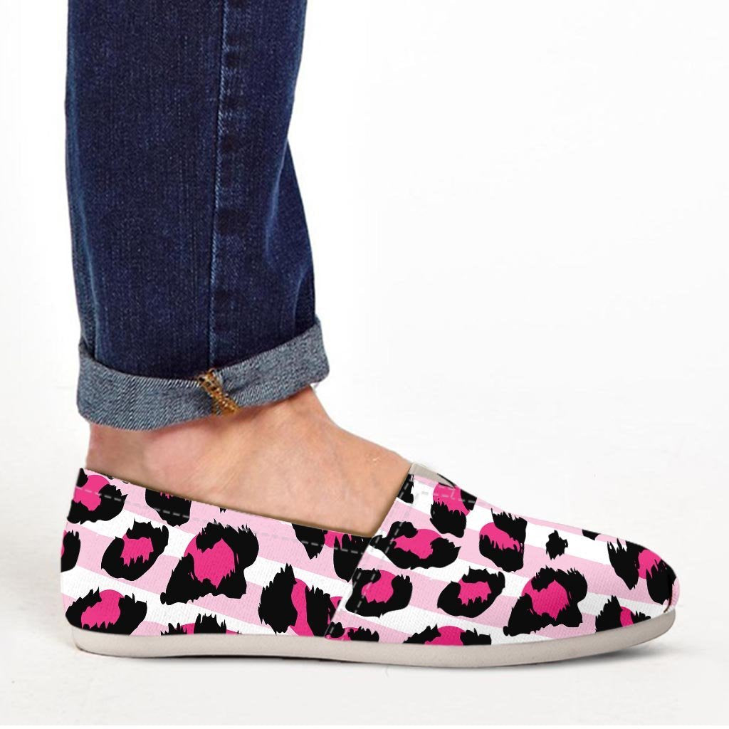 Pink Striped Leopard Canvas Shoes-grizzshop