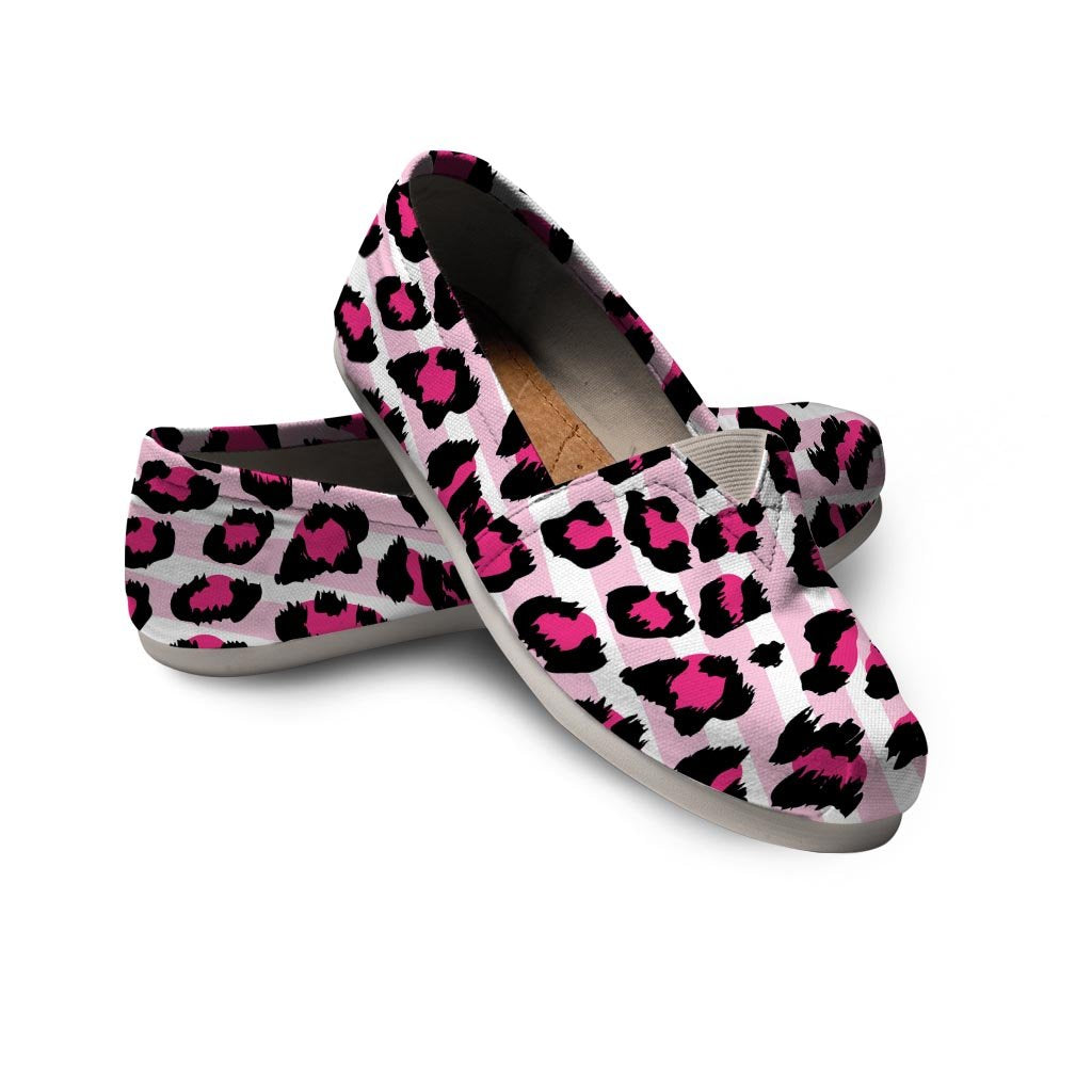 Pink Striped Leopard Canvas Shoes-grizzshop