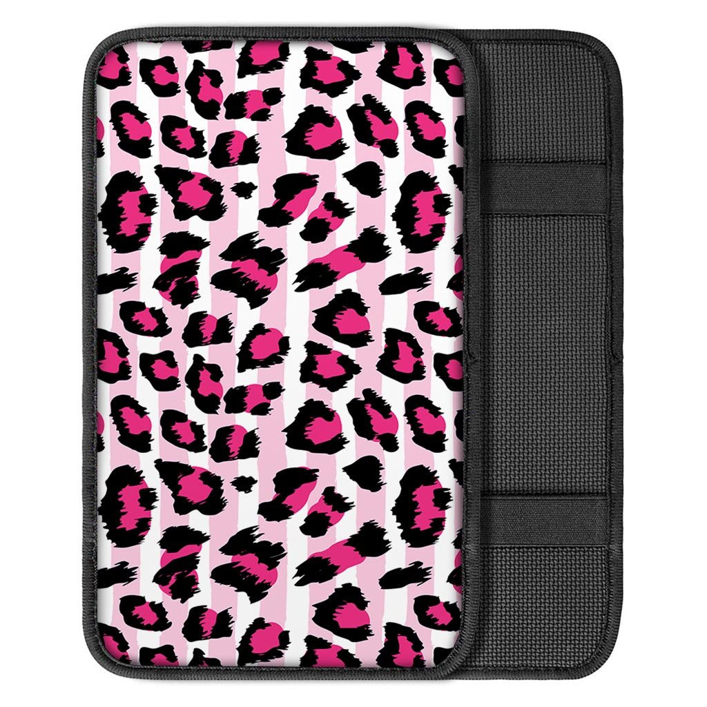 Pink Striped Leopard Car Console Cover-grizzshop