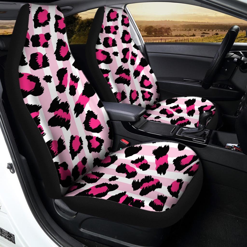 Pink Striped Leopard Car Seat Covers-grizzshop