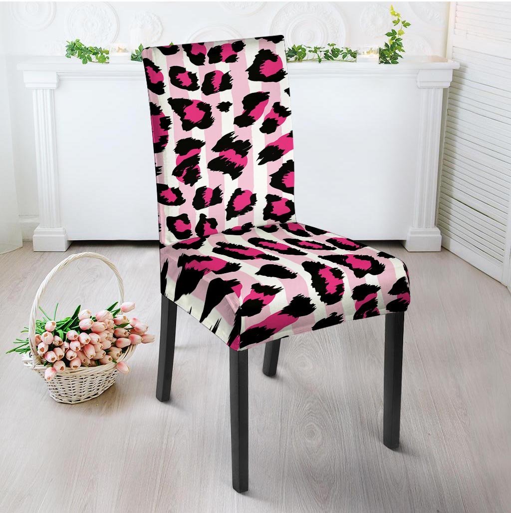 Pink Striped Leopard Chair Cover-grizzshop