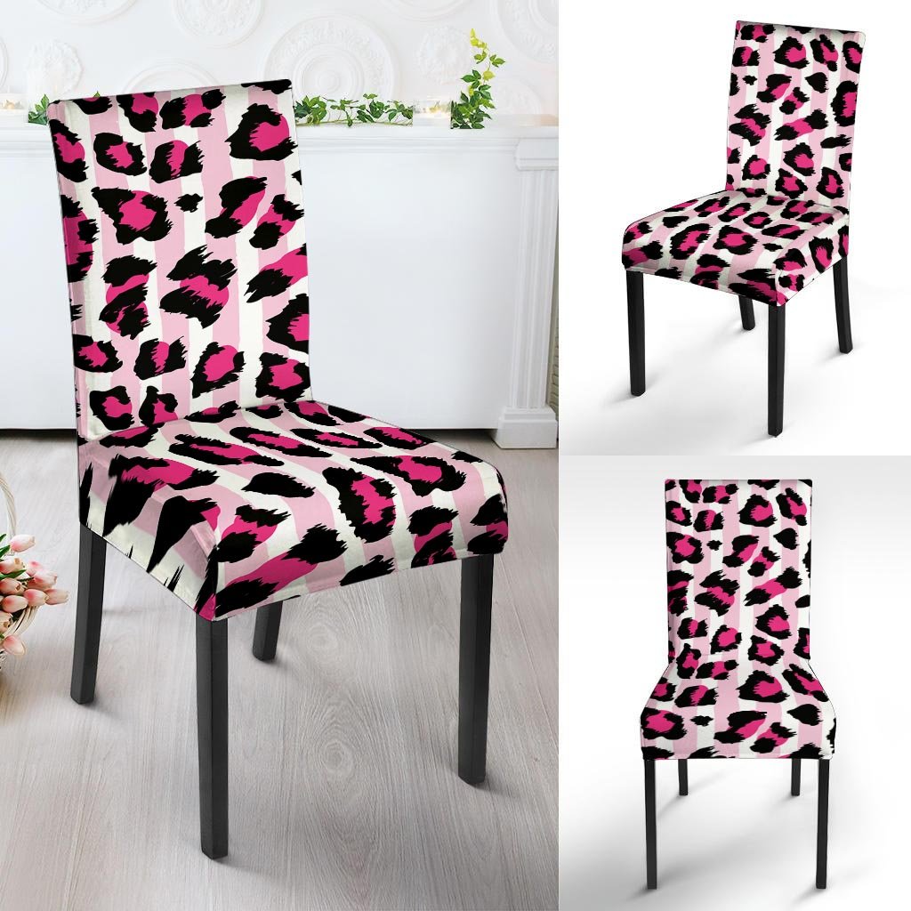 Pink Striped Leopard Chair Cover-grizzshop