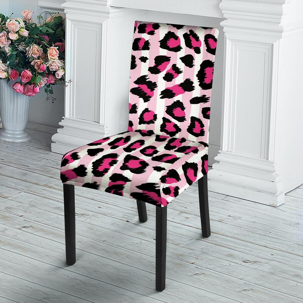 Pink Striped Leopard Chair Cover-grizzshop