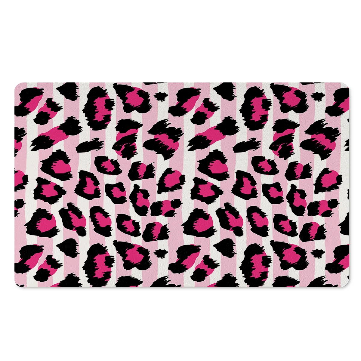 Pink Striped Leopard Door Mat-grizzshop