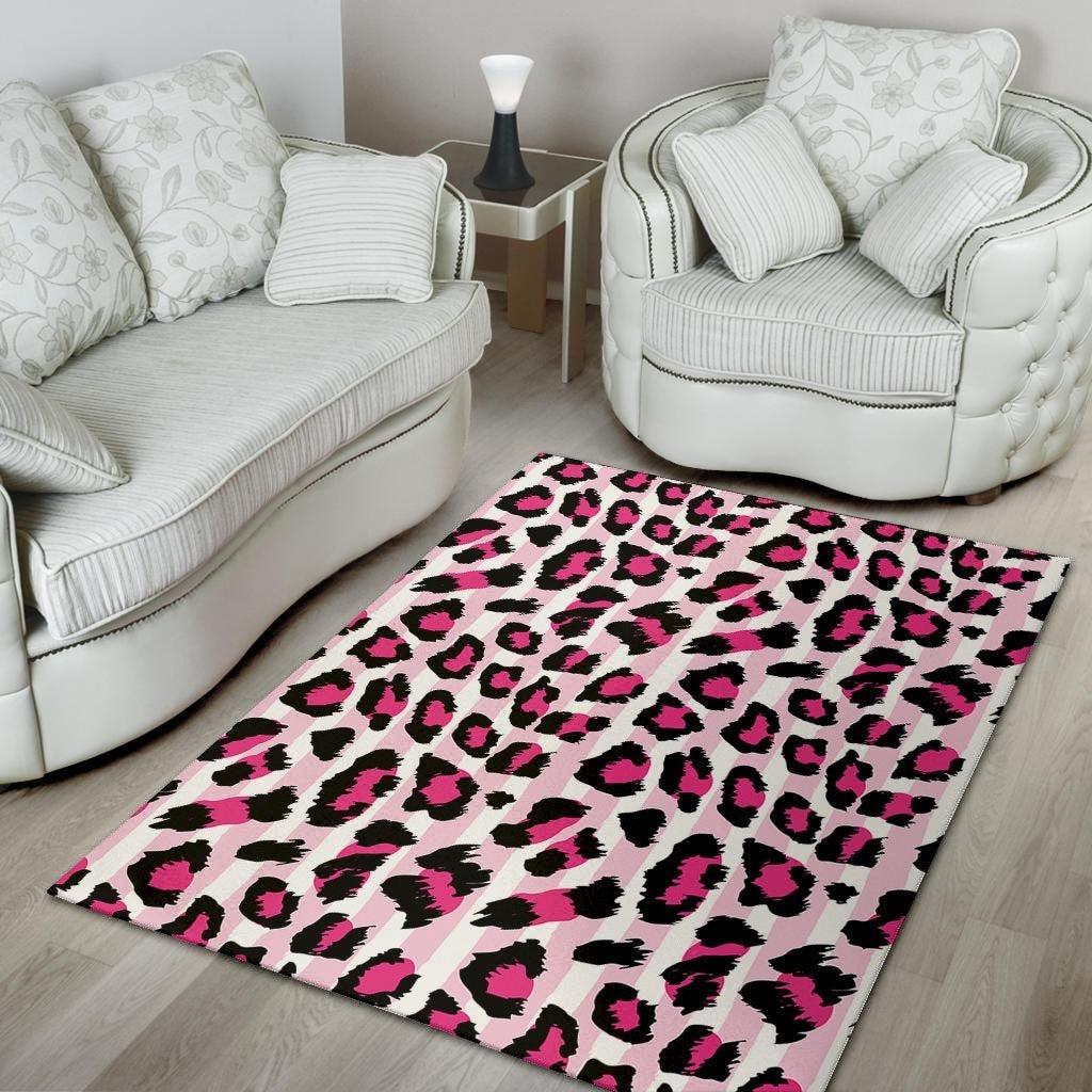 Pink Striped Leopard Floor Mat-grizzshop