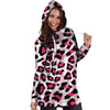 Pink Striped Leopard Hoodie Dress-grizzshop