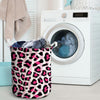 Pink Striped Leopard Laundry Basket-grizzshop