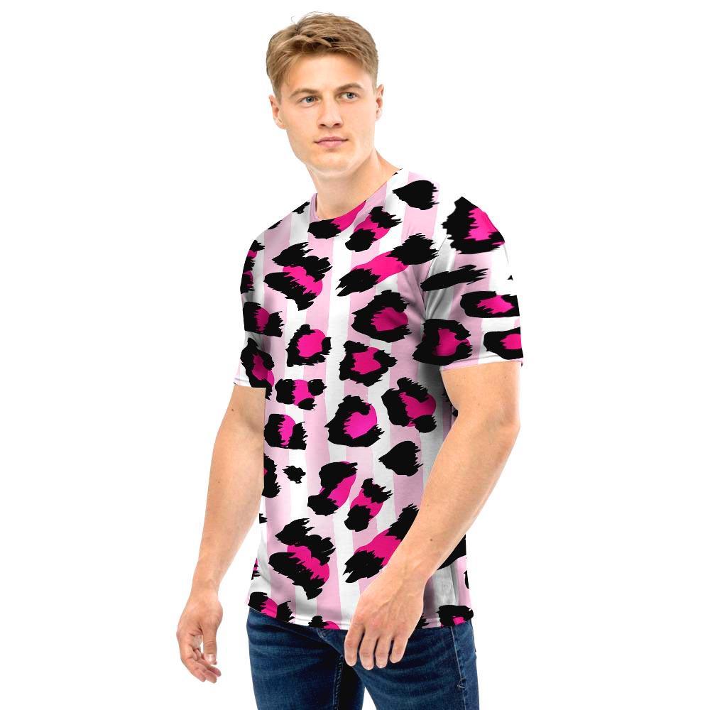 Pink Striped Leopard Men T Shirt-grizzshop