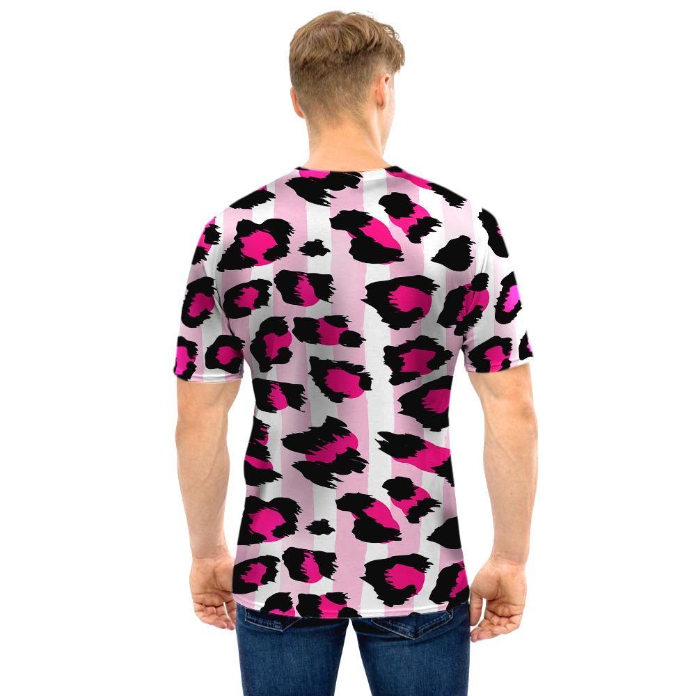 Pink Striped Leopard Men T Shirt-grizzshop