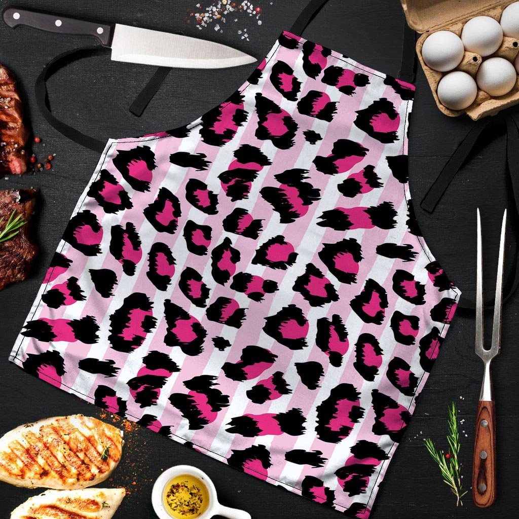 Pink Striped Leopard Men's Apron-grizzshop