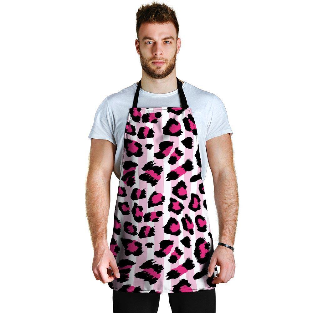 Pink Striped Leopard Men's Apron-grizzshop