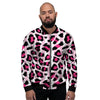 Pink Striped Leopard Men's Bomber Jacket-grizzshop