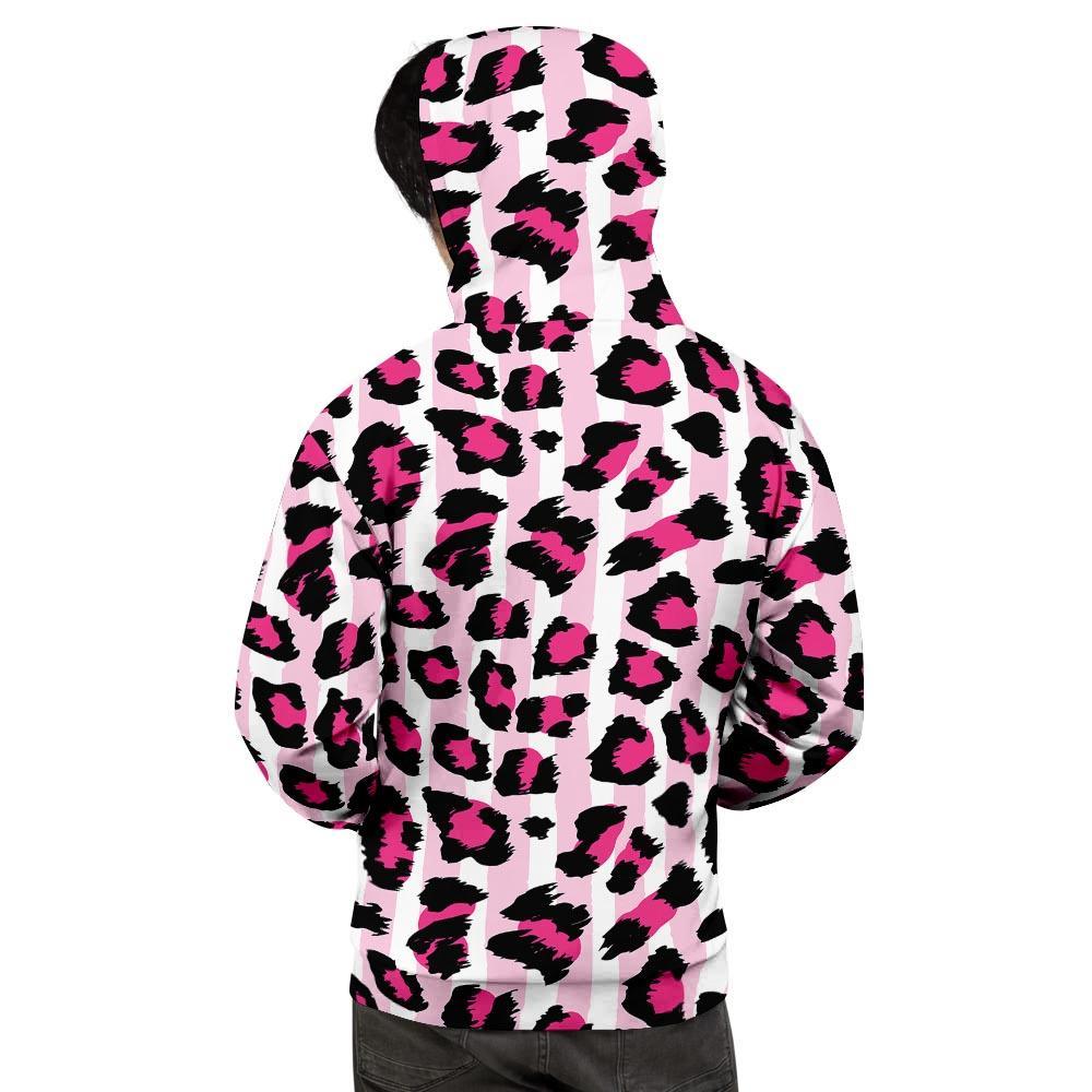Pink Striped Leopard Men's Hoodie-grizzshop