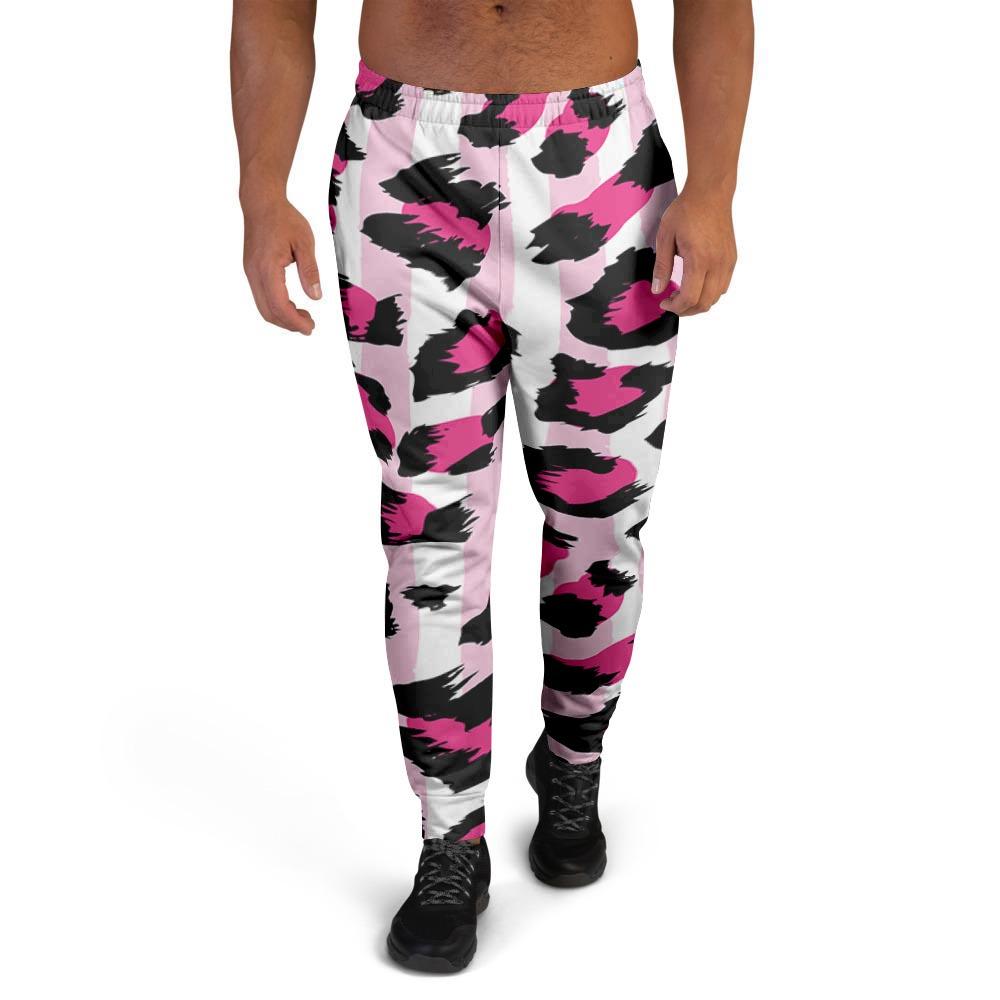 Pink Striped Leopard Men's Joggers-grizzshop