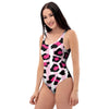 Pink Striped Leopard One Piece Swimsuite-grizzshop