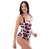 Pink Striped Leopard One Piece Swimsuite-grizzshop