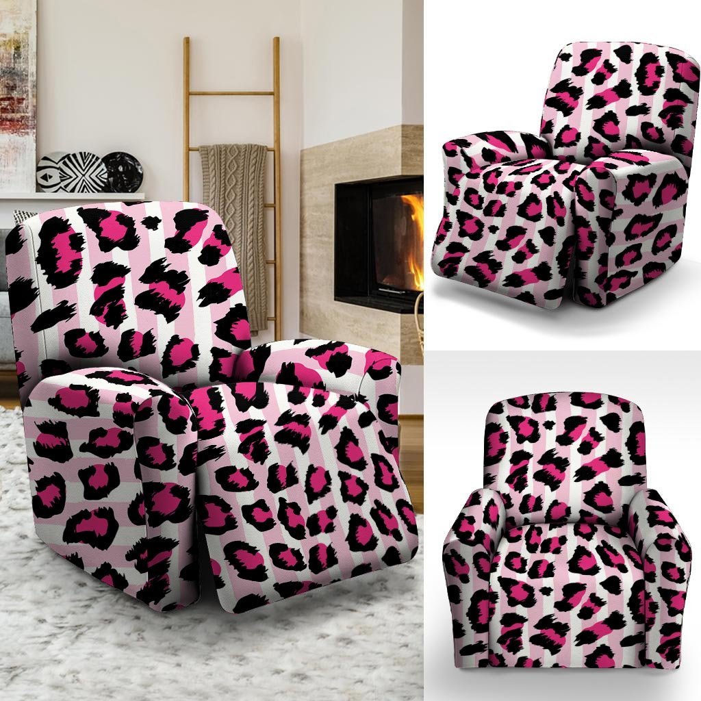 Pink Striped Leopard Recliner Cover-grizzshop