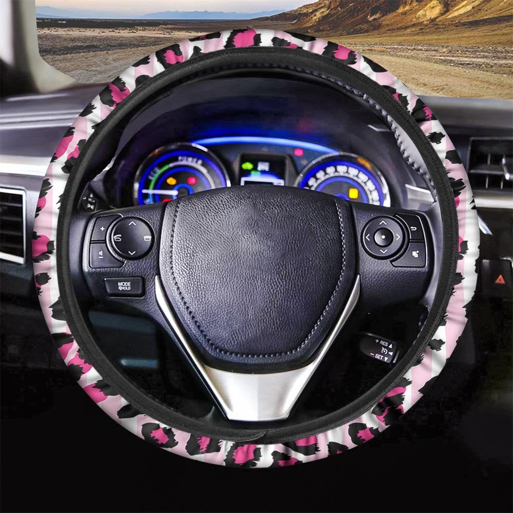 Pink Striped Leopard Steering Wheel Cover-grizzshop