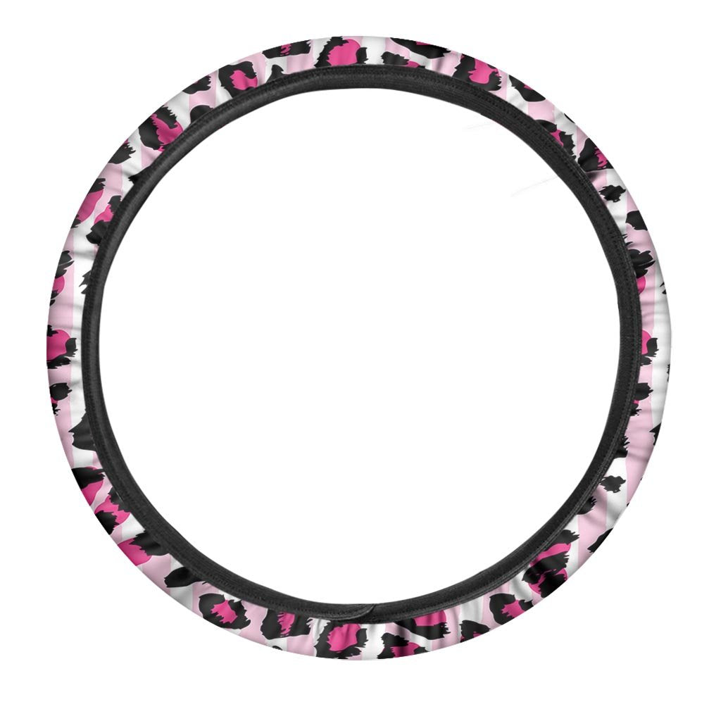 Pink Striped Leopard Steering Wheel Cover-grizzshop