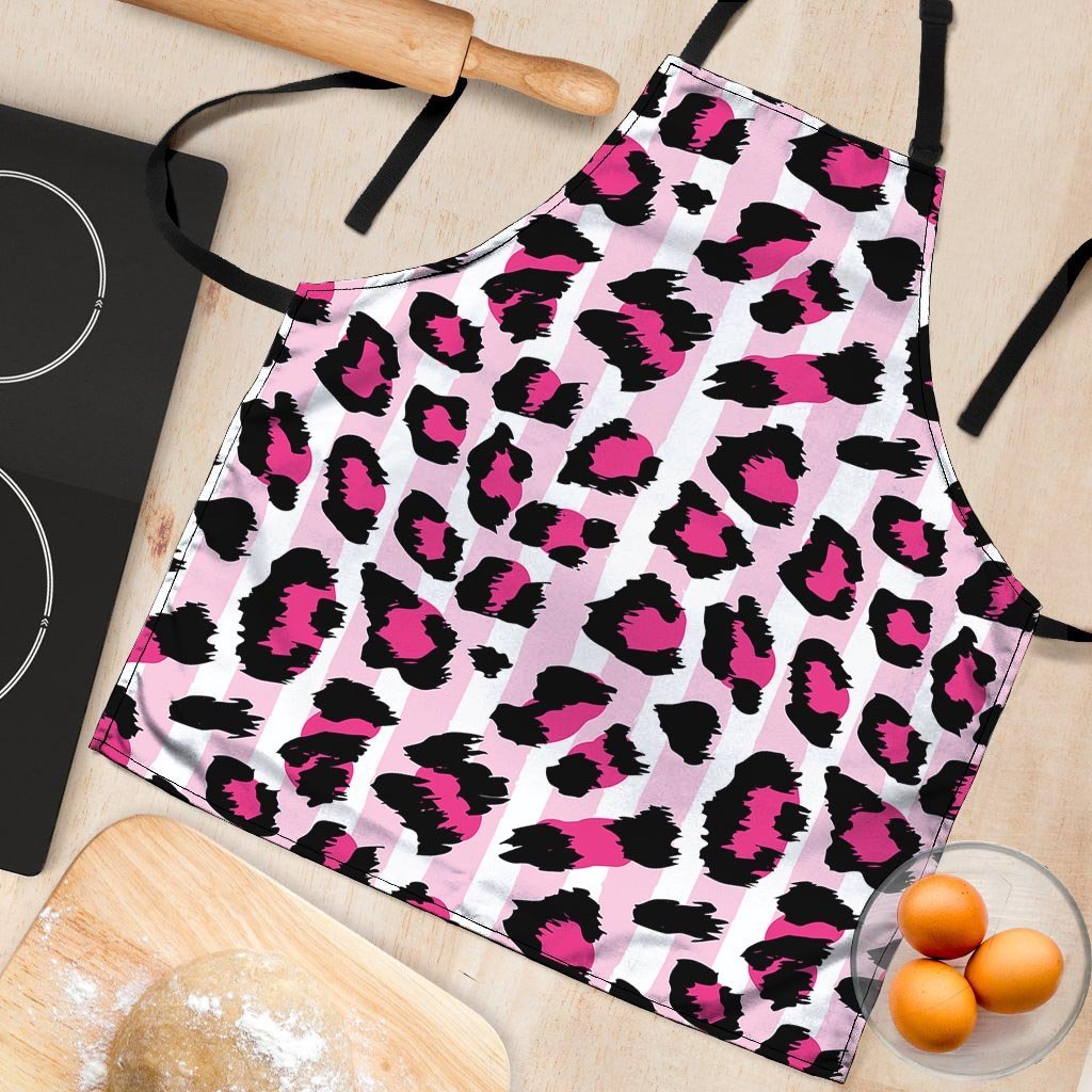 Pink Striped Leopard Women's Apron-grizzshop