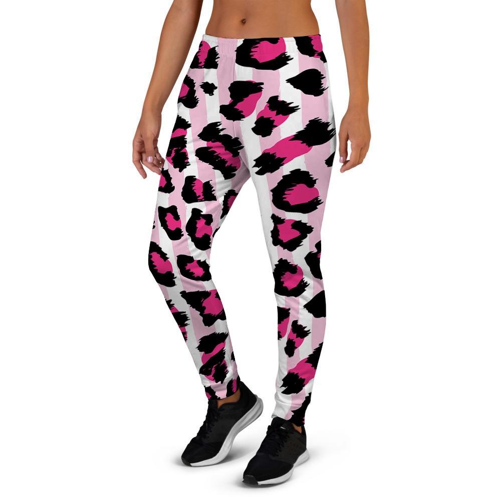 Pink Striped Leopard Women's Joggers-grizzshop