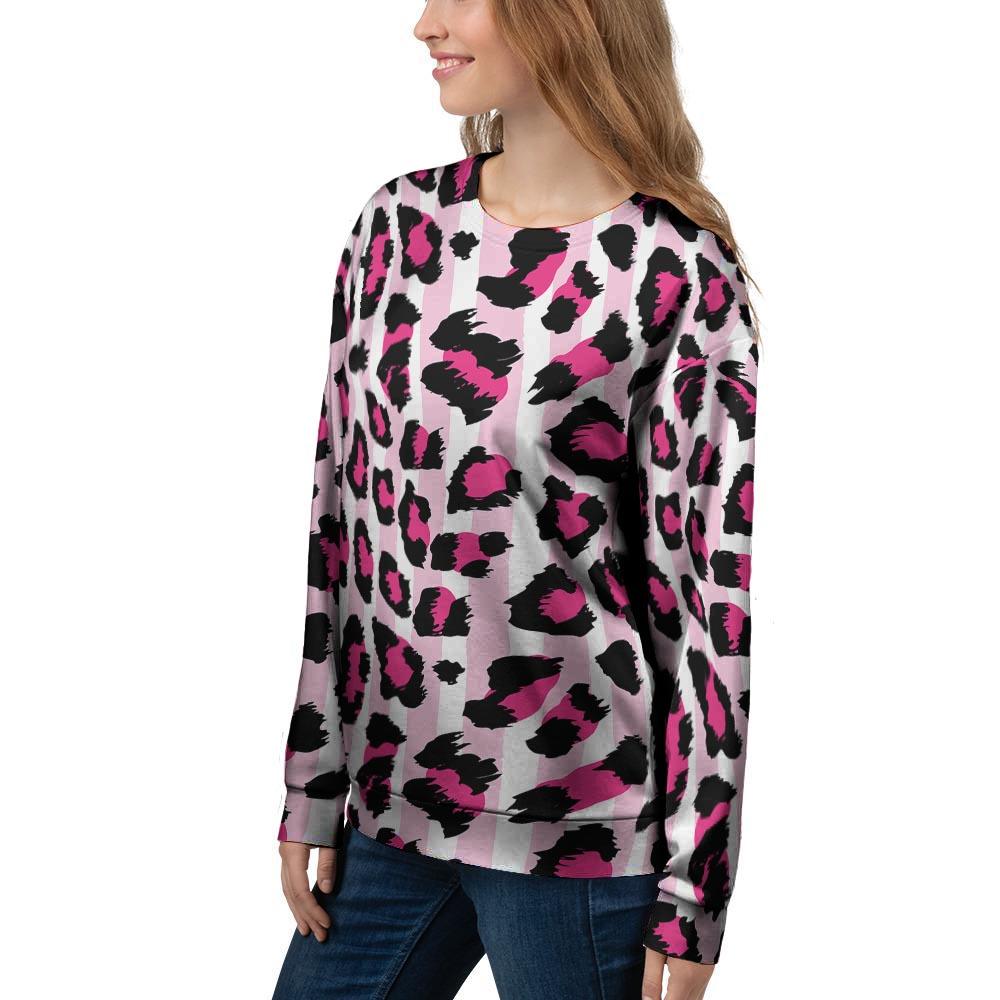 Pink Striped Leopard Women's Sweatshirt-grizzshop