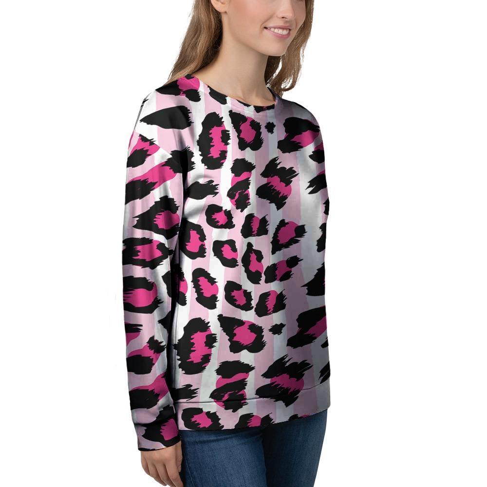 Pink Striped Leopard Women's Sweatshirt-grizzshop