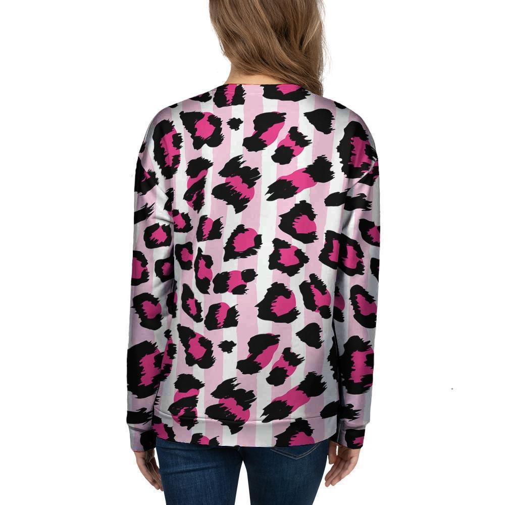 Pink Striped Leopard Women's Sweatshirt-grizzshop