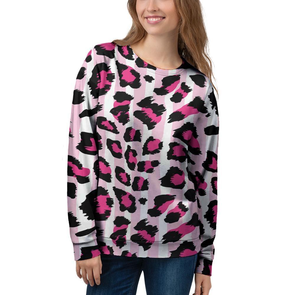 Pink Striped Leopard Women's Sweatshirt-grizzshop