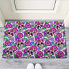 Pink Sugar Skull Floral Door Mat-grizzshop